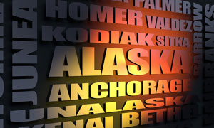 Alaska cities word cloud
