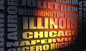 Illinois cities word cloud