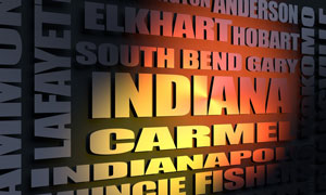 Indiana cities word cloud