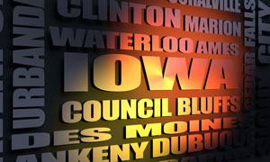 Iowa cities word cloud