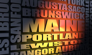 Maine cities word cloud