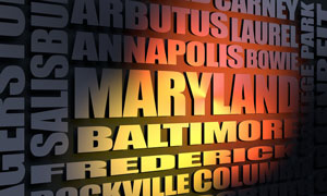 Maryland cities word cloud