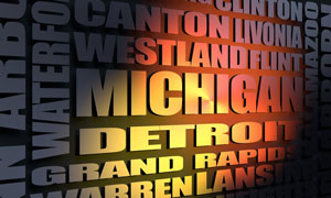 Michigan cities word cloud