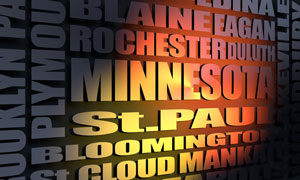 Minnesota cities word cloud