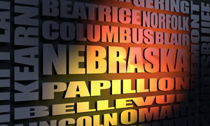 Nebraska cities word cloud