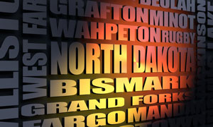 North Dakota cities word cloud