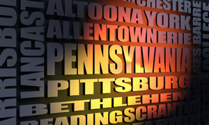 Pennsylvania cities word cloud