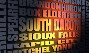 South Dakota cities word cloud