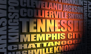 Tennessee cities word cloud