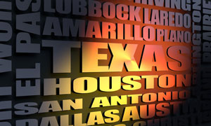 Texas cities word cloud