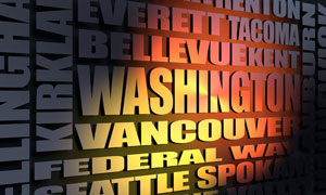 Washington cities word cloud