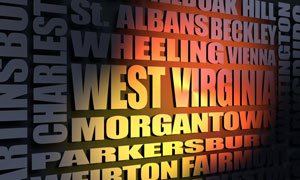 West Virginia cities word cloud