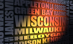 Wisconsin cities word cloud